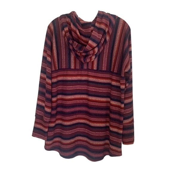 LulaRoe Amber Striped Pink Blue Hoodie Long Sleeved Top Size L - Picture 2 of 9